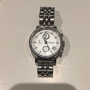Fossil Silver-Tone Chronograph Watch